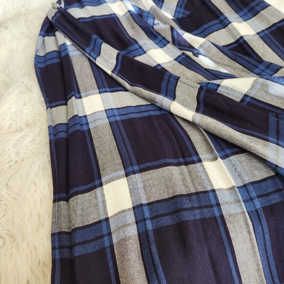 Rails Revolve Jordyn Plaid Long Button Up Shirt Vest Dress Size S Hi-low Blue - Picture 8 of 13